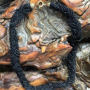 Vintage Black Beaded Twisted Choker
